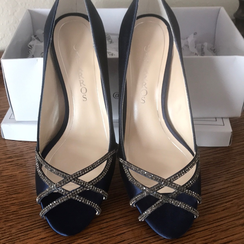 New blue satin shoes
